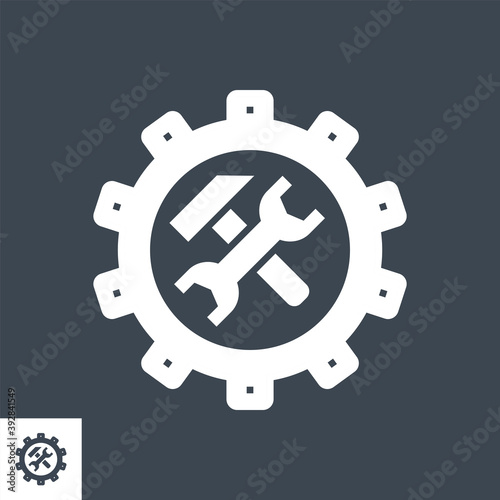 Technical Support Related Vector Glyph Icon. Isolated on Black Background. Vector Illustration.