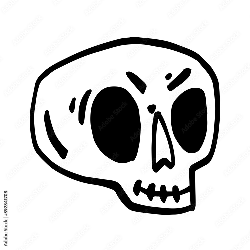 Hand drawn cartoon skull. Funny cartoon skull isolated on white background. Vector illustration. Hand drawn cartoon skull. Funny cartoon skull isolated on white background. Vector illustration.