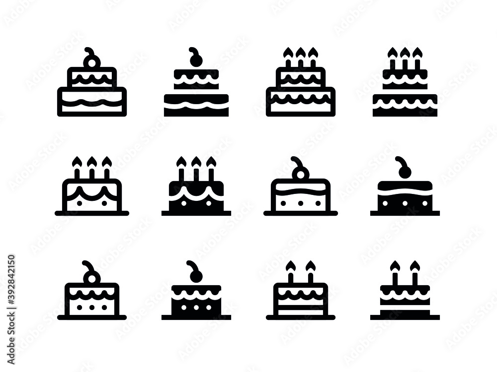 Simple Set of Vector Line and Glyph Icons Cake Simple Set of Vector Line and Glyph Icons Cake