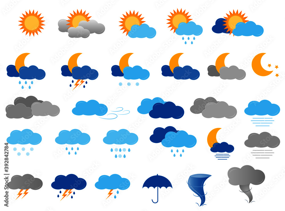 Obraz premium Weather elements icons illustrations