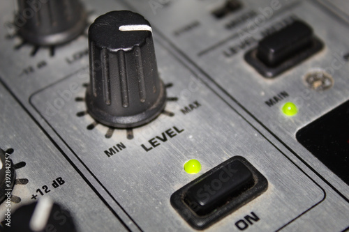 Sound mixer for dj with black buttons