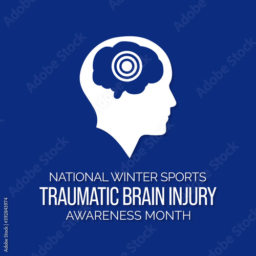 Vector illustration on the theme of National Winter Sports Traumatic brain injury (TBI) awareness month observed each year in USA during January.