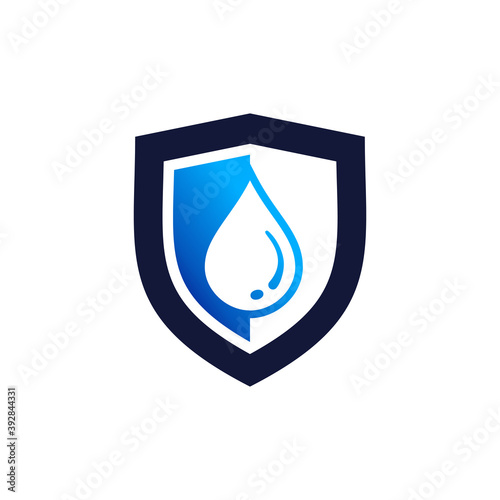 shield logo with droplet concept, extract oil logo