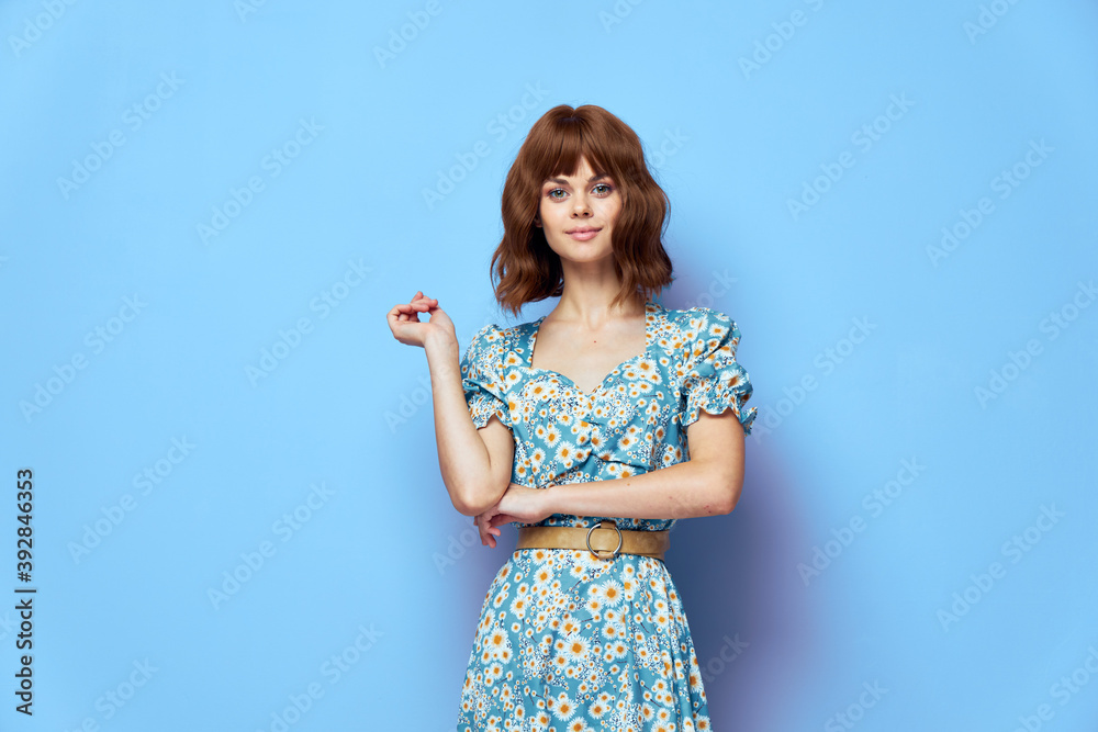 Beautiful Woman Look forward hand near the face fashionable hairstyle Beautiful Woman Look forward hand near the face fashionable hairstyle