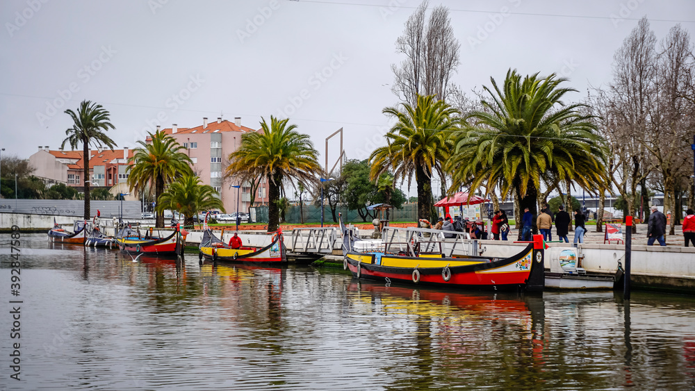 view of the canals of the city of Aveiro in Portugal