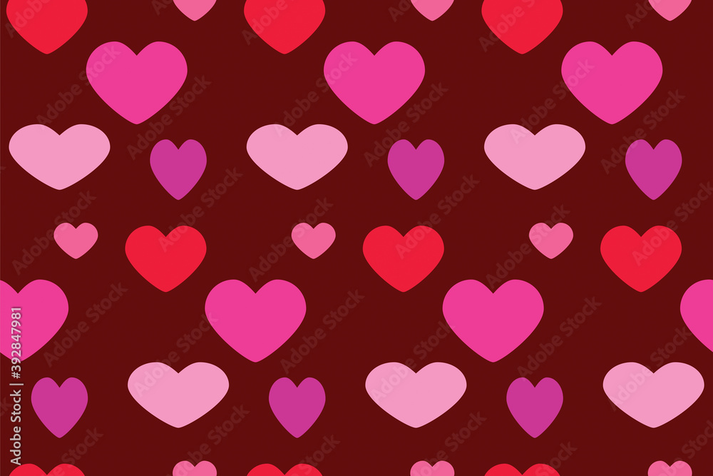 Seamless pattern with pink hearts on dark board. Love concept. Design for packaging and backgrounds. Valentine's day spirit. Print for textile, clothes and design. Jpg file