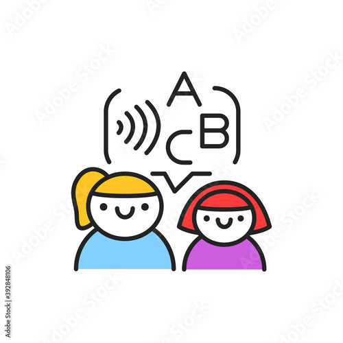 Classes with speech therapist color line icon. Pictogram for web page, mobile app, promo.