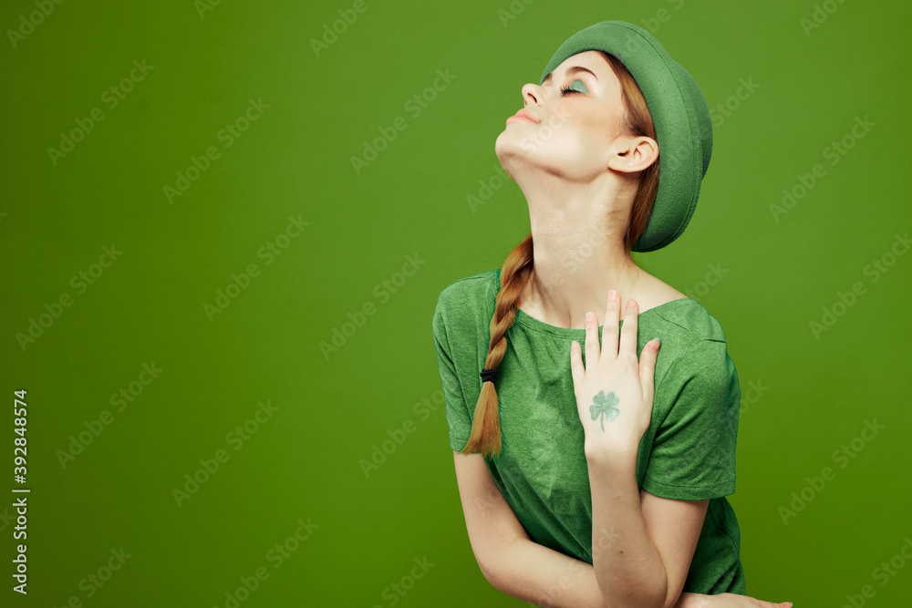 happy woman st patricks day green t-shirt hat shamrock holidays fun happy woman st patricks day green t-shirt hat shamrock holidays fun