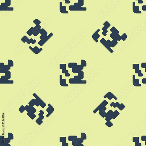 Blue Gaseous icon isolated seamless pattern on yellow background. Changing the state of matter in gas. Vector.