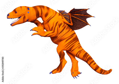 3D Rendering Fairy Tale Dragon on White