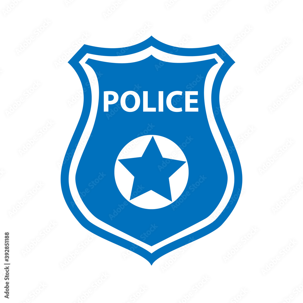 police badge icon on white background. police sign. police shield symbol. flat style. police badge icon on white background. police sign. police shield symbol. flat style.