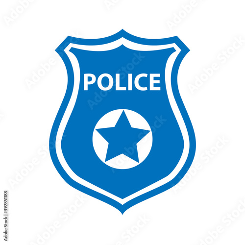 police badge icon on white background. police sign. police shield symbol. flat style.