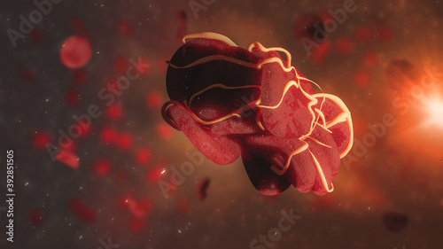 Blood Clot with Red Blood Cells and fibrin blood clot concept in diseases 3d rendering photo