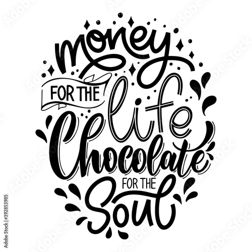 Chocolate hand lettering quote. Warm Christmas winter word composirion. Vector design elements for t-shirts, bags, posters, cards, stickers and menu