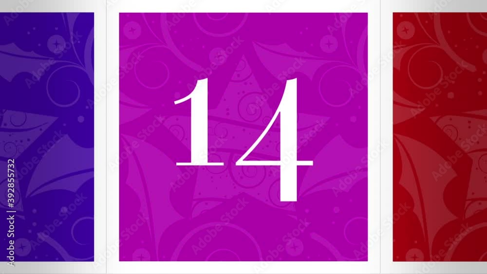 Christmas Advent Calendar 3D Box Reveals Numbered 13-24. Twelve Illustrated Motion Graphics Animate Open to Reveal Chroma Green Screen.