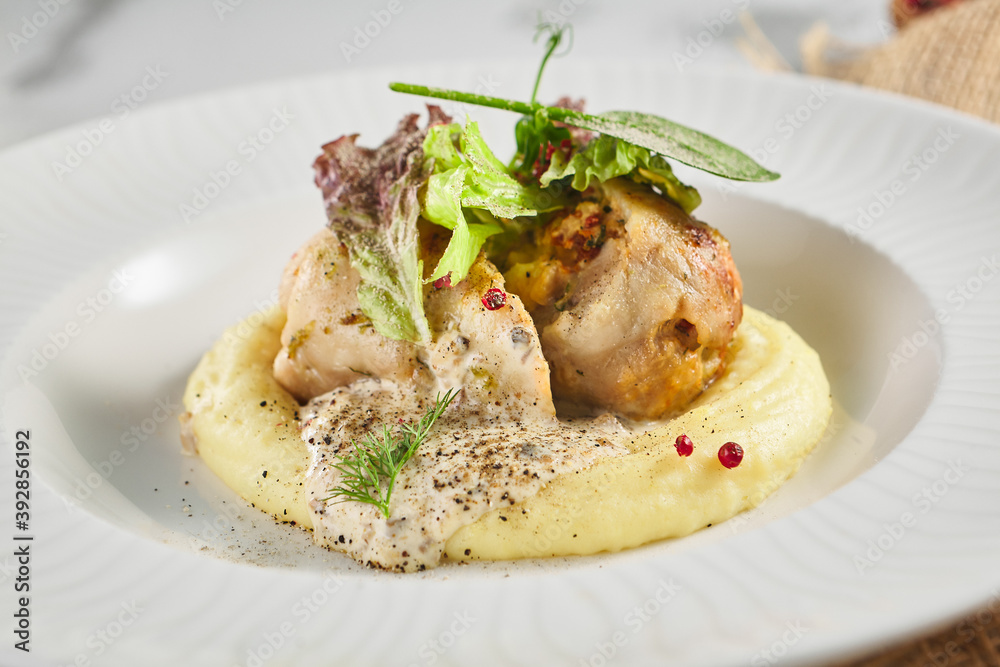 Chicken roll with mashed potato Chicken roll with mashed potato