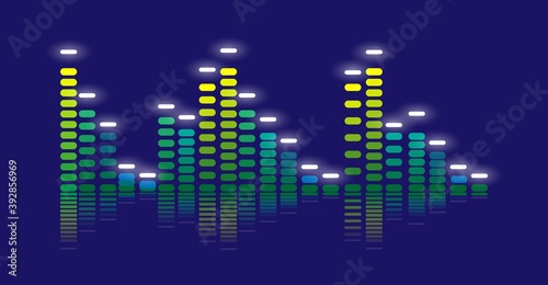 Sound wave equalizer design with reflection isolated on dark