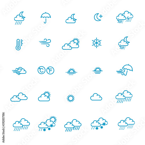 Weather forecast - outline web icon set, thin line icons collection.