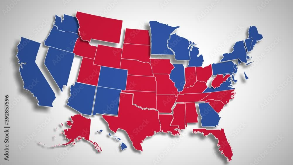 Result of the US Election 2020 - Animated Map Showing Red and Blue States
