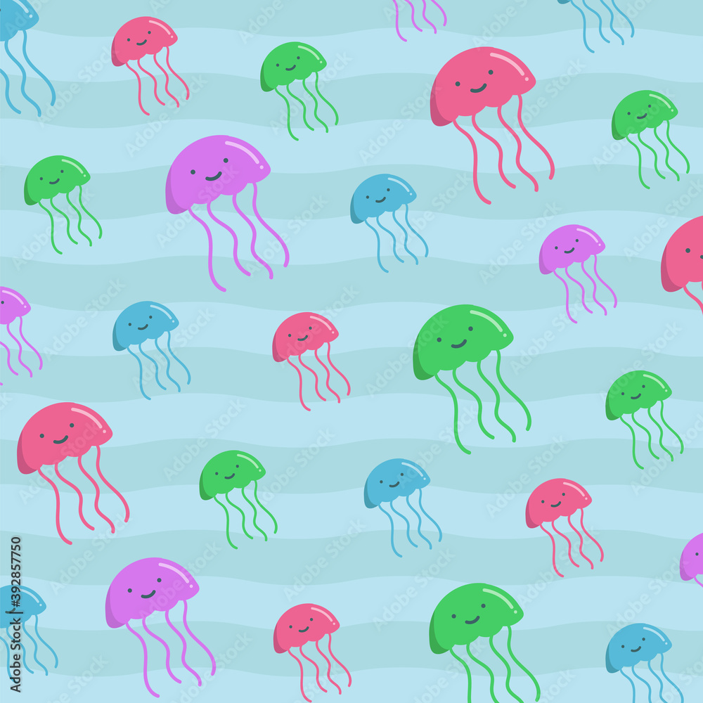 Pattern Cute Jellyfish Sea Summer Pattern Cute Jellyfish Sea Summer