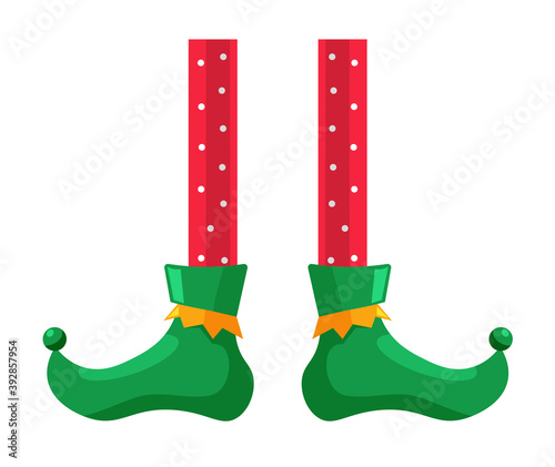 Christmas fairytale character elf leg on white background