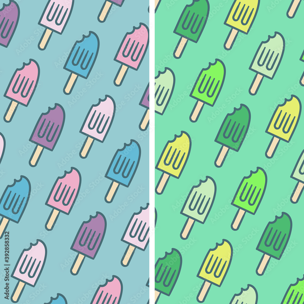 Pattern Ice Cream Summer Blue and Green Background Pattern Ice Cream Summer Blue and Green Background