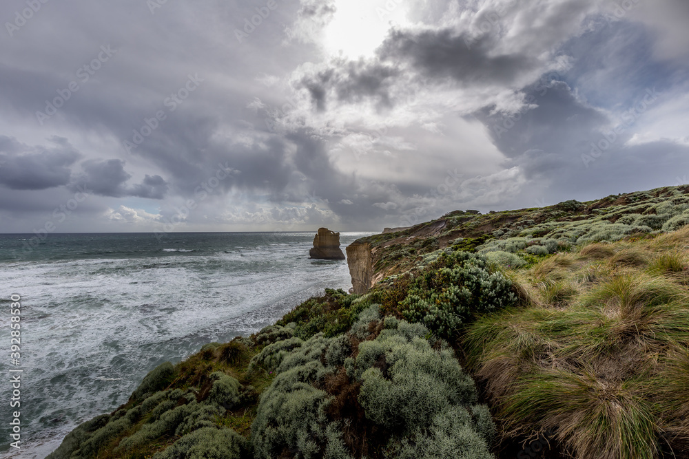 seascape with beautiful cloudy sky on the Great Ocean Road, Australia