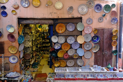 Morocco Marrakesh - Colorful Moroccan handmade ceramic plate shop