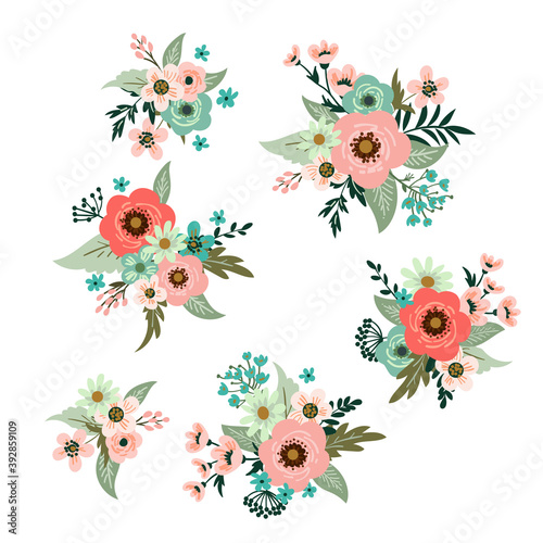 Set of cute floral bunches