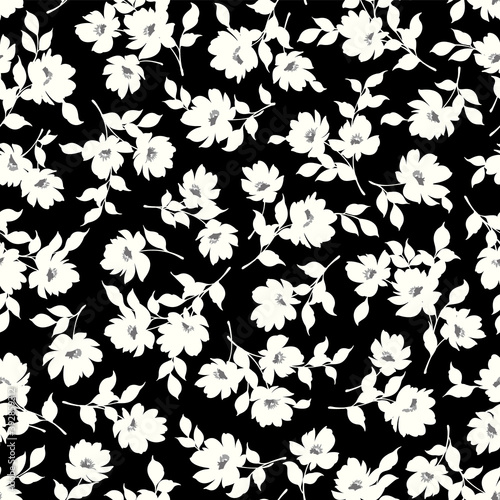 Seamless and beautiful flower illustration pattern,