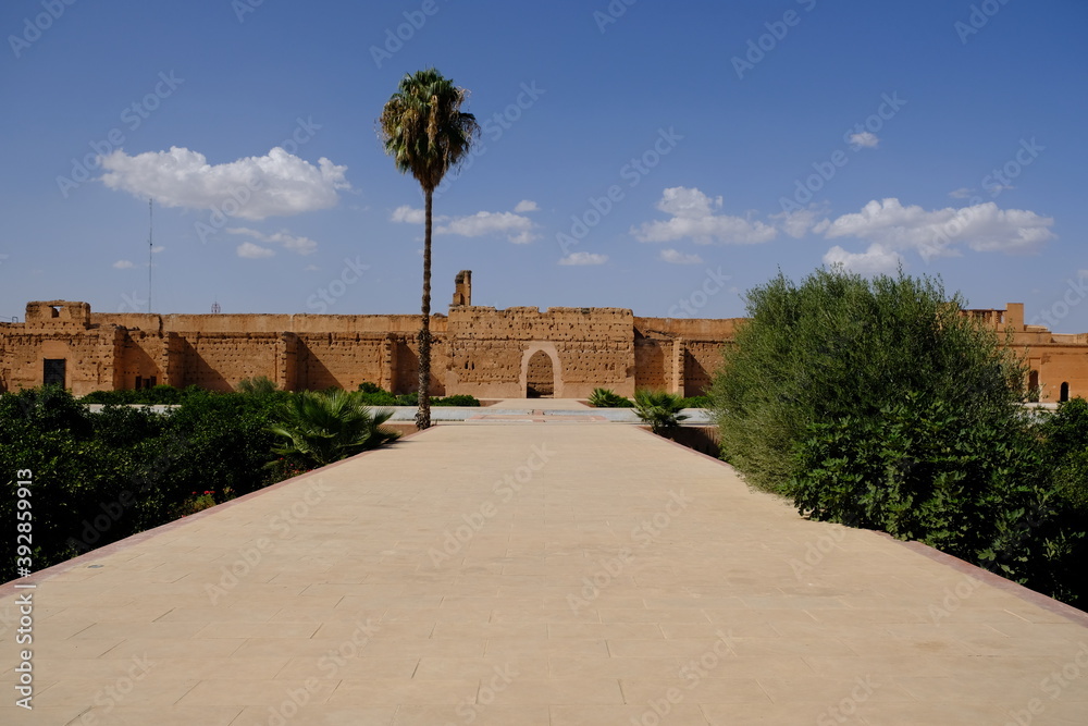 Morocco Marrakesh - El Badii Palace panoramic garden view