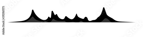 Black-and-white sound wave peak isolated on white background