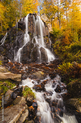 Fototapeta Naklejka Na Ścianę i Meble -  Der Radauer Wasserfall im Herbst, National Park Harz, Goslar, Deutschland