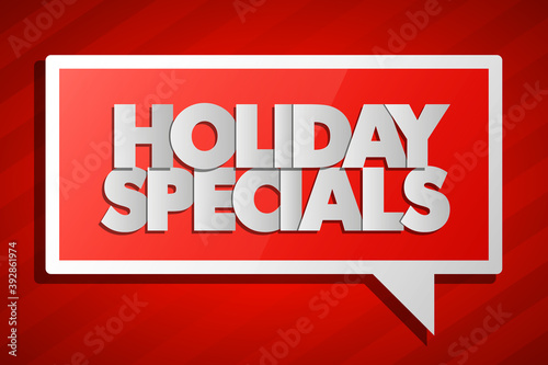 Holiday Specials red banner in pop-art style. Illustration background