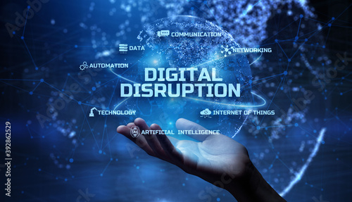 Digital disruption. Innovation technology and business concept. photo