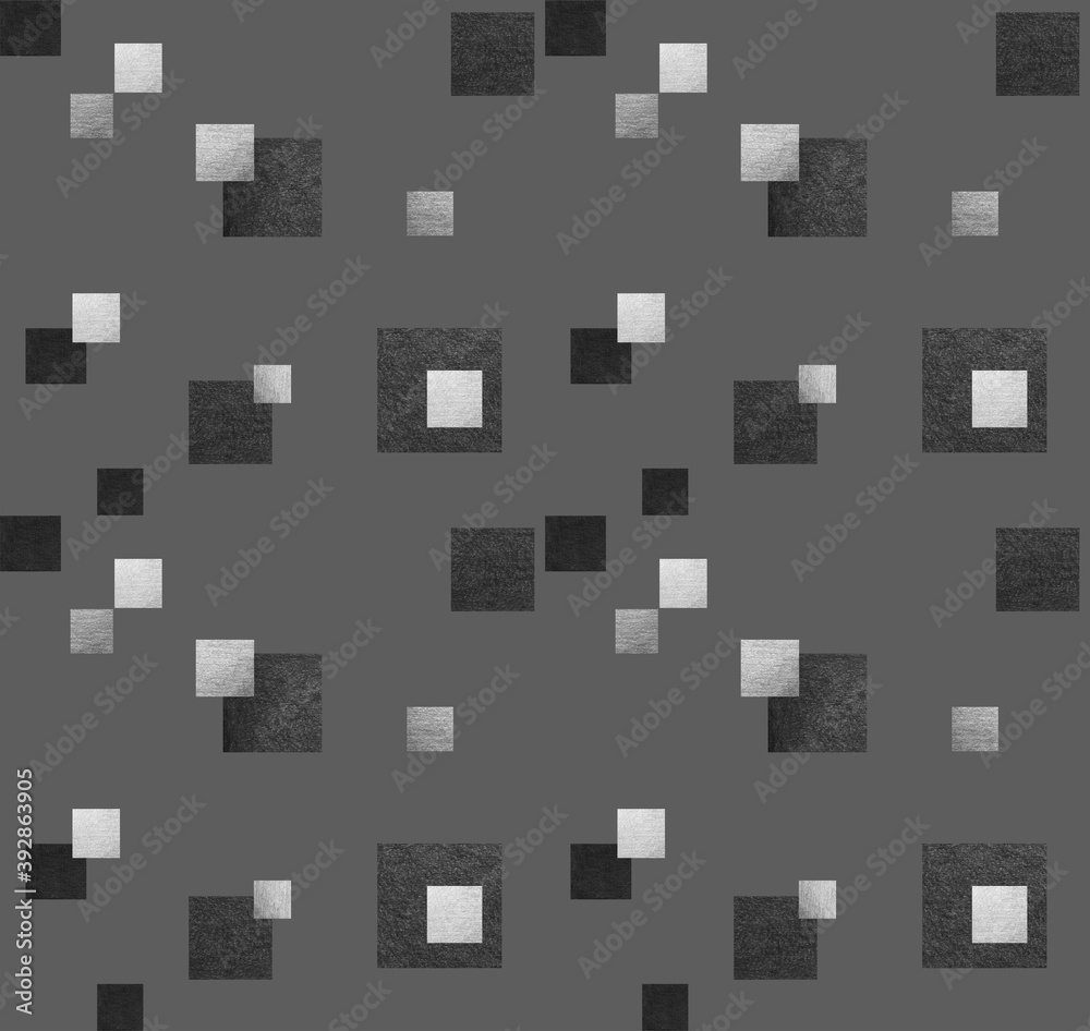 simple geometric seamless pattern of different pencil textured squares in grayscale on a gray background simple geometric seamless pattern of different pencil textured squares in grayscale on a gray background