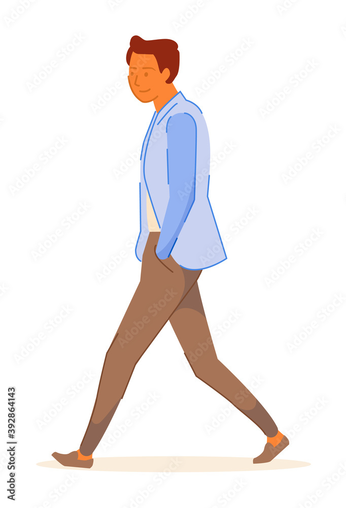 Young hipster man walking isolated on white background Young hipster man walking isolated on white background