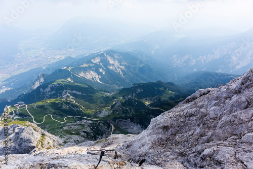 View from Alpspitze mountain in Garmisch-Partenkirchen, Bavaria, Germany photo