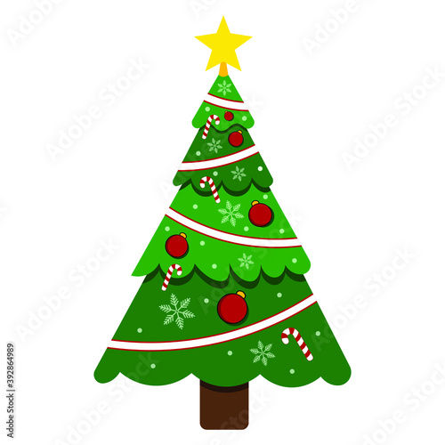 Christmas tree on white background for holiday xmas and new year.