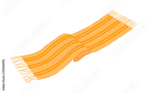 Warm scarf autumn clothes isolated on white background
