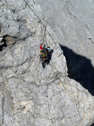 Climber at Jubilaumsgrat to Zugspitze mountain, Germany © BirgitKorber