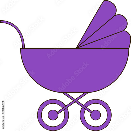 Baby, carriage, buggy, pram, stroller, wheel icon. Vector illustration, flat design.