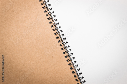 drawing notebook open on table abstract background with copy space for message