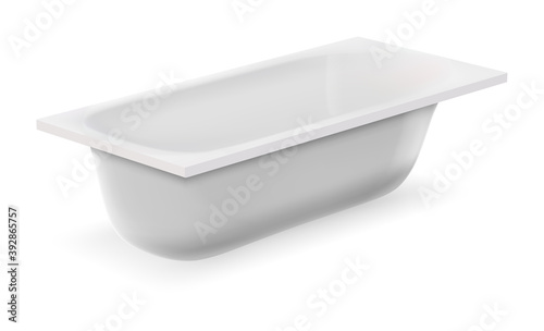 Realistic bathtub side view isolated on white background