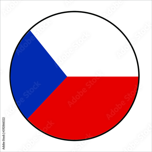 Czech Republic Flag circle Button on white background for European concepts.