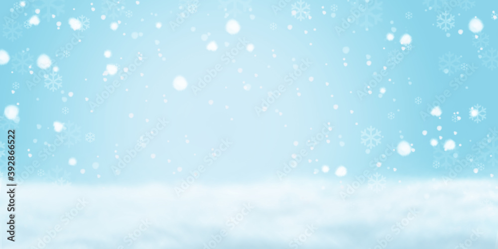 Winter and Christmas background with snowflakes.