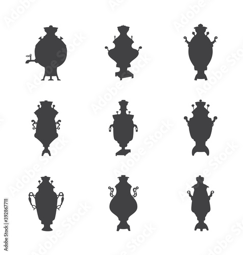 Set of russian traditional samovars a isolated vector illustrations