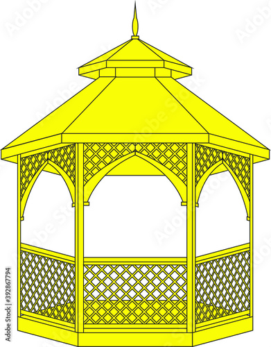 Wooden arbor. Heraldry. Hand drawn vector illustration isolated on white.