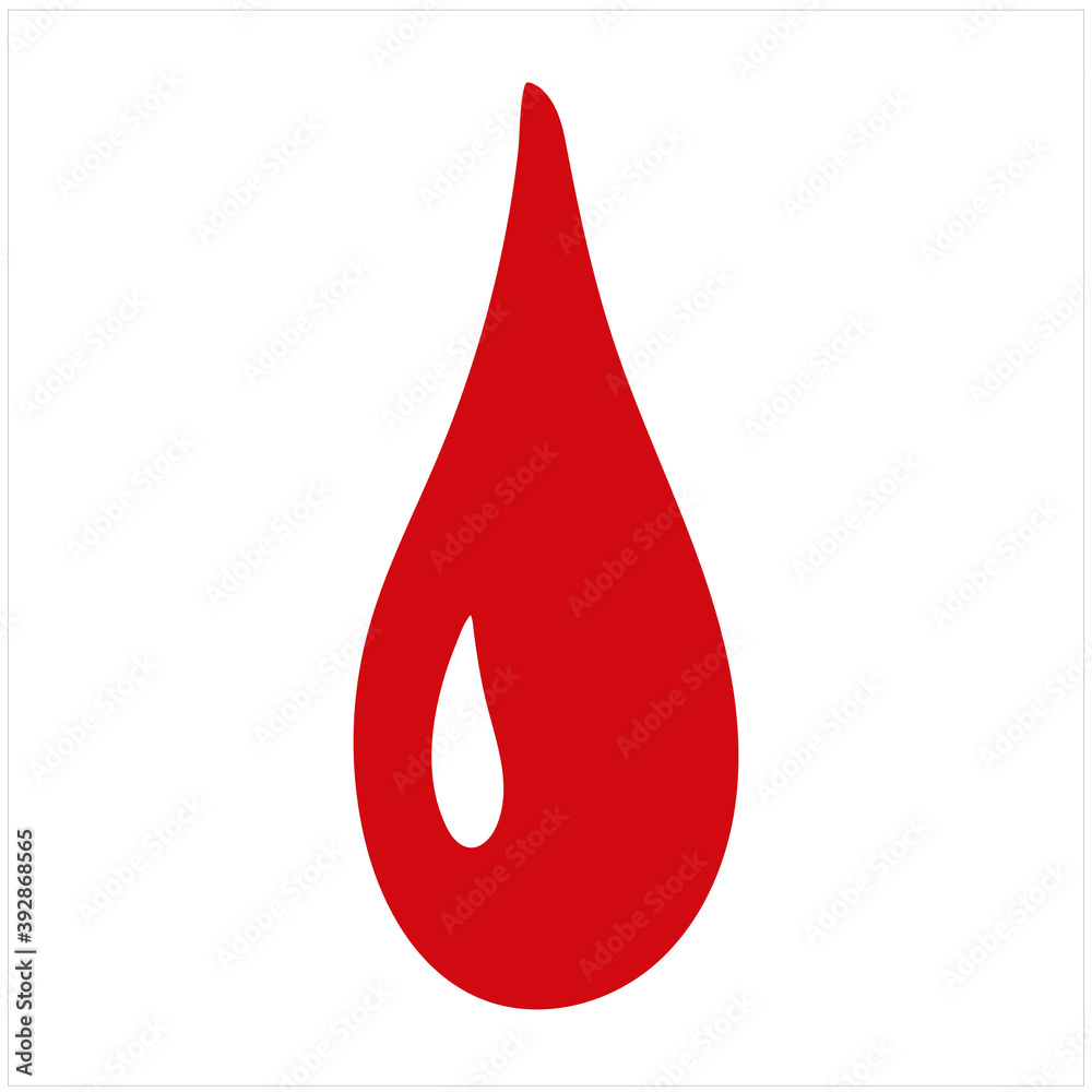 Red drop with reflection. Isolated hand drawn simple vector illustration on white background. Red drop with reflection. Isolated hand drawn simple vector illustration on white background.