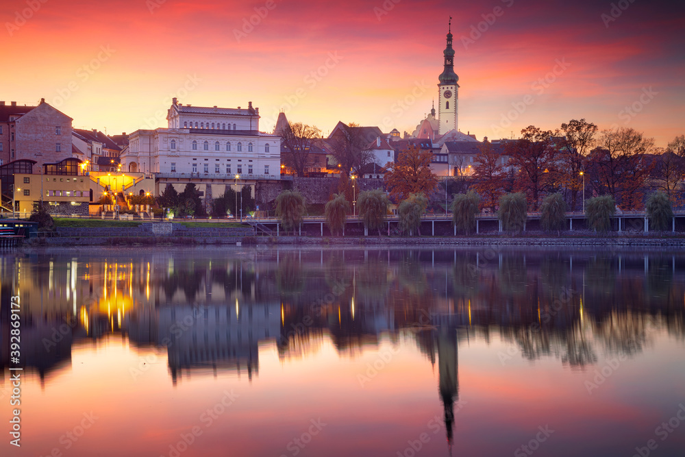 Tabor, Czech Republic. Cityscape image of Tabor, Czech Republic at beautiful autumn sunset.